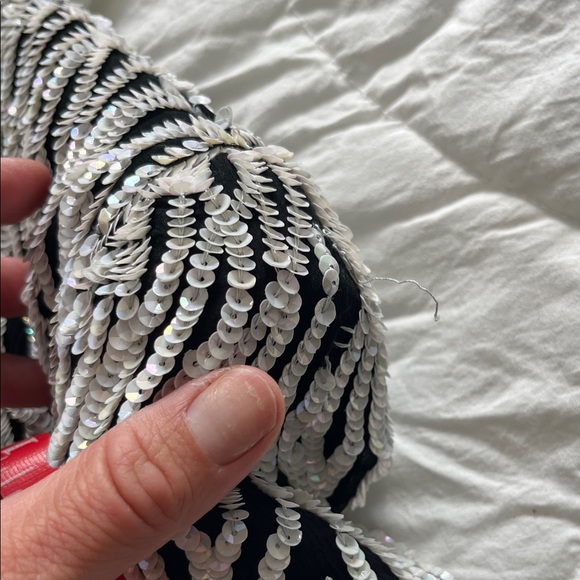 80s Vintage Nipon Night Women's Black and White sequin detailed Blazer - Picture 14 of 15